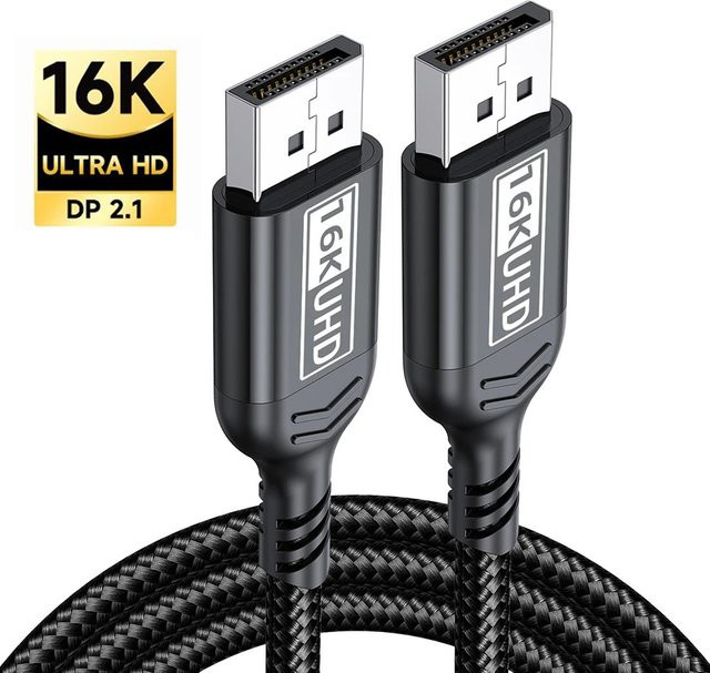 TelDaykemei DisplayPort 2.1 Kabel 16K 80Gbps mit 12Bit HDR und VRR in Schwarz - Bild 1