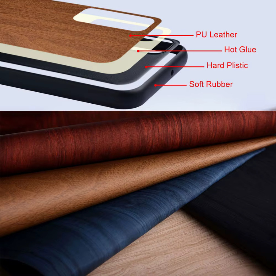 Schutzhülle mit Bambus-Holzmuster für OnePlus 13R 13 12R 12 11R 11 10T 9R 9RT 10 9 8 Pro 9T 8T 5G in Braun und Schwarz - Bild 2