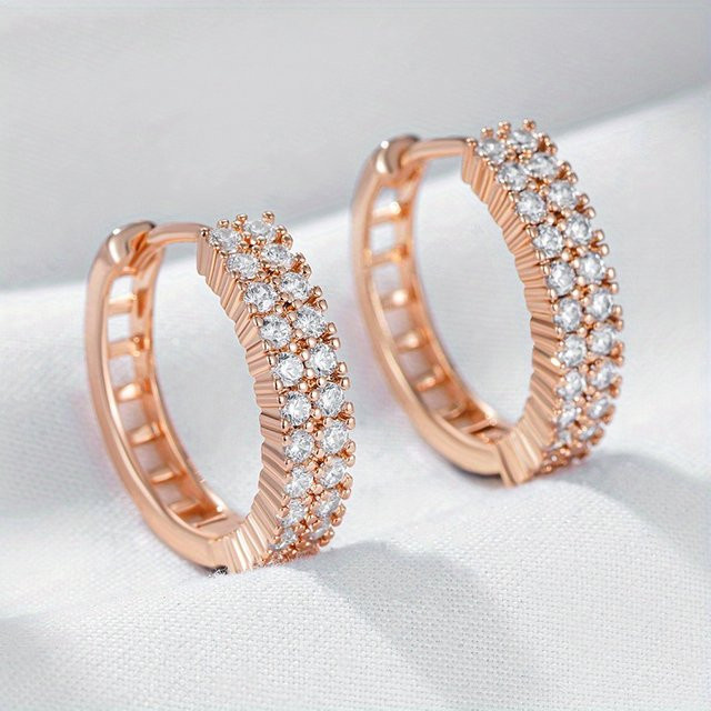 YoYo Creolen Roségold, Zirkonia, Damen, Vintage - Bild 1