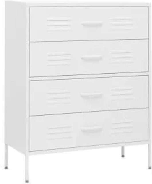 vidaXL Kommode aus Stahl in Weiß, B/T/H: 80 x 35 x 101,5 cm - Bild 1