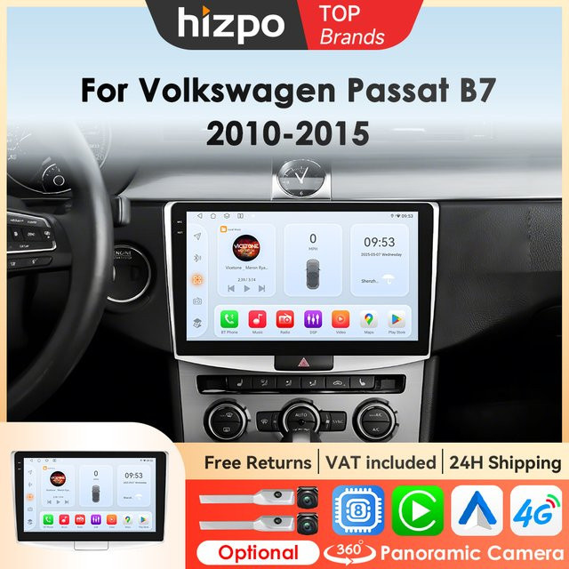 Hizpo 10,1 Zoll Carplay Auto Smart Screen für Volkswagen VW Passat B7 CC 2010-2015 mit Android Auto und RDS Stereo - Bild 1