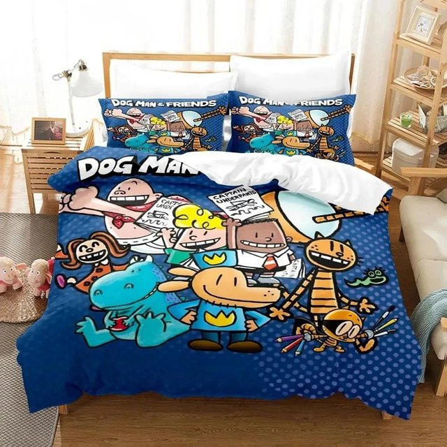 Bettwäsche Set Binchi Outdoor Product mit 3D-Druck Cartoon Hund in Blau, bestehend aus Bettbezug und Kissenbezug, B/H: 135 x 200 cm - Bild 1