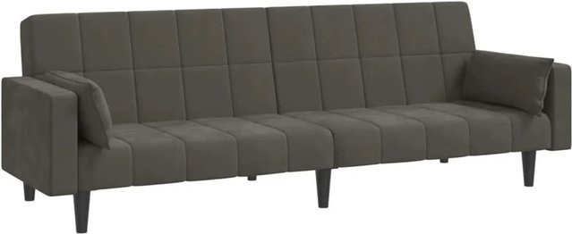 vidaXL Schlafsofa 2-Sitzer Click-Clack aus Samt in Dunkelgrau mit 2 Kissen und Holzrahmen - Bild 1