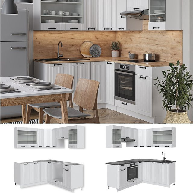 Vicco Fame-Line Eckküche in Landhausstil, Weiß, B: 160 cm, T: 60 cm - Bild 1