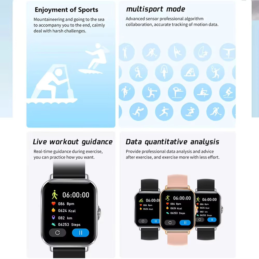 LAXASFIT Smartwatch mit Bluetooth-Anrufen und Musikwiedergabe, Digitale Fitness-Uhr für Männer und Frauen, kompatibel mit iOS und Android, in Schwarz oder Silber - Bild 4