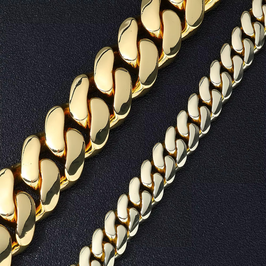 ESKEEM Halskette Miami Cuban Link, Messing, 14K vergoldet, Gold, Unisex - Bild 3