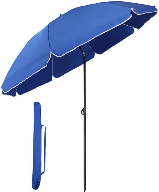 Sekey Sonnenschirm Rund in Blau, neigbar und höhenverstellbar mit Schutzhülle, Durchmesser: 180 cm - Bild 1