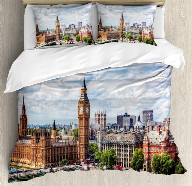 Binchi Bettwäsche-Set London Retro Telefonzelle, Mikrofaser, Mehrfarbig, B/H: 135 x 200 cm - Bild 1