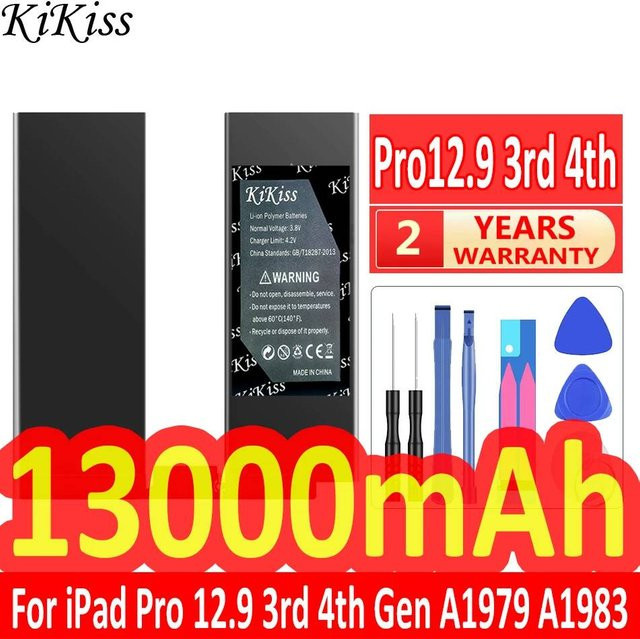 Apple iPad Pro 12.9 Ersatzakku mit 13000mAh in Schwarz für 3. Generation (2018) und 4. Generation (2020) Modelle A1876 A1895 A2014 A2229 A2069 A2232 - Bild 1