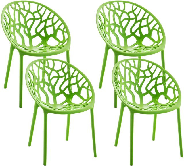 CLP Gartenstühle 4er Set Hope in Grün, stapelbare Outdoor-Gartensessel aus Polypropylen mit Lehnen, wetterfest und UV-beständig, bis 150 kg belastbar - Bild 1