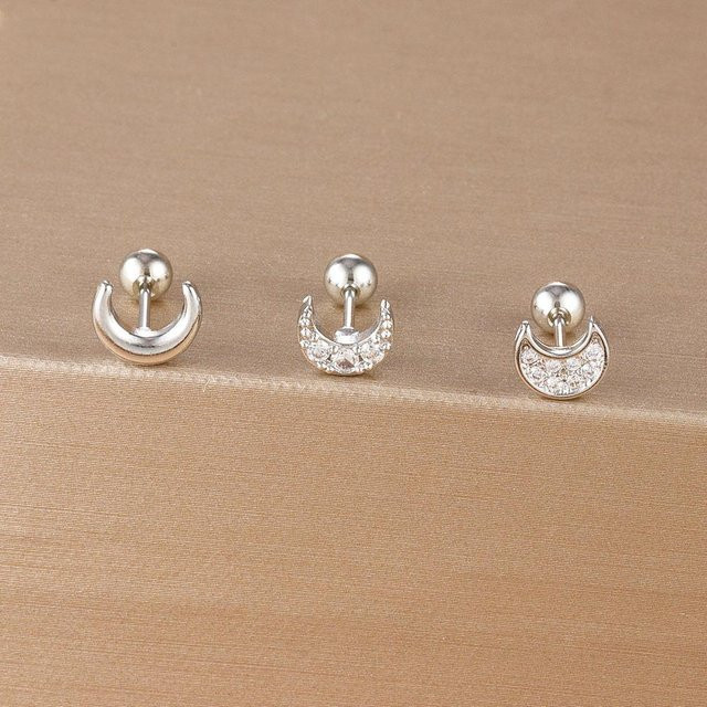3-teiliges Set Steckohrringe Edelstahl, Goldfarbe, Zirkonia, Damen - Bild 1