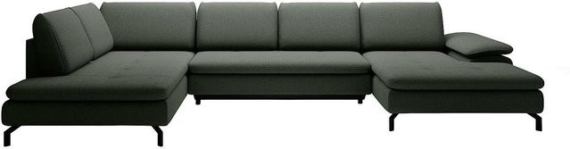 Vente-unique Schlafsofa Archibald in L-Form mit Schlaffunktion, Farbe Grün, Strukturstoff - Bild 1