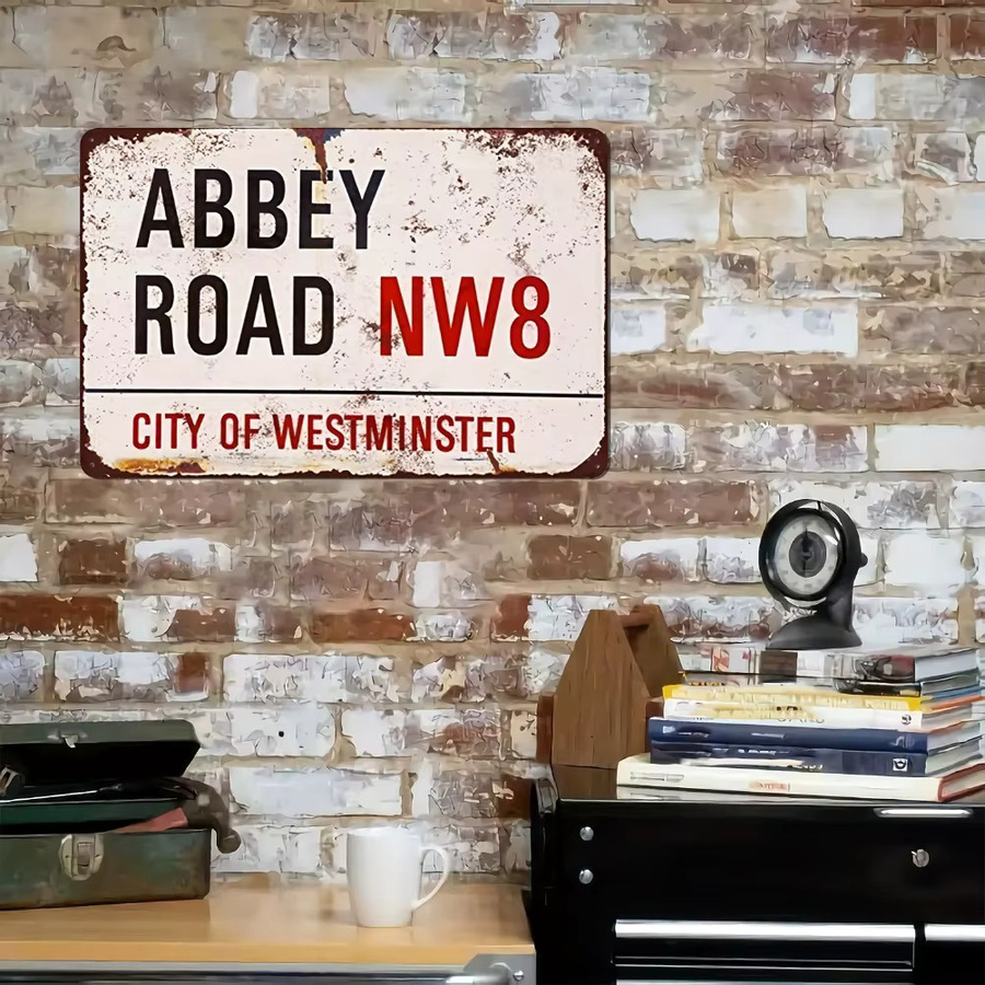 Potdemiel Vintage Abbey Road NW8 Metallschild aus Weißblech, Wandkunst für Bar und Café, Breite: 30,5 cm, Höhe: 40,6 cm - Bild 4