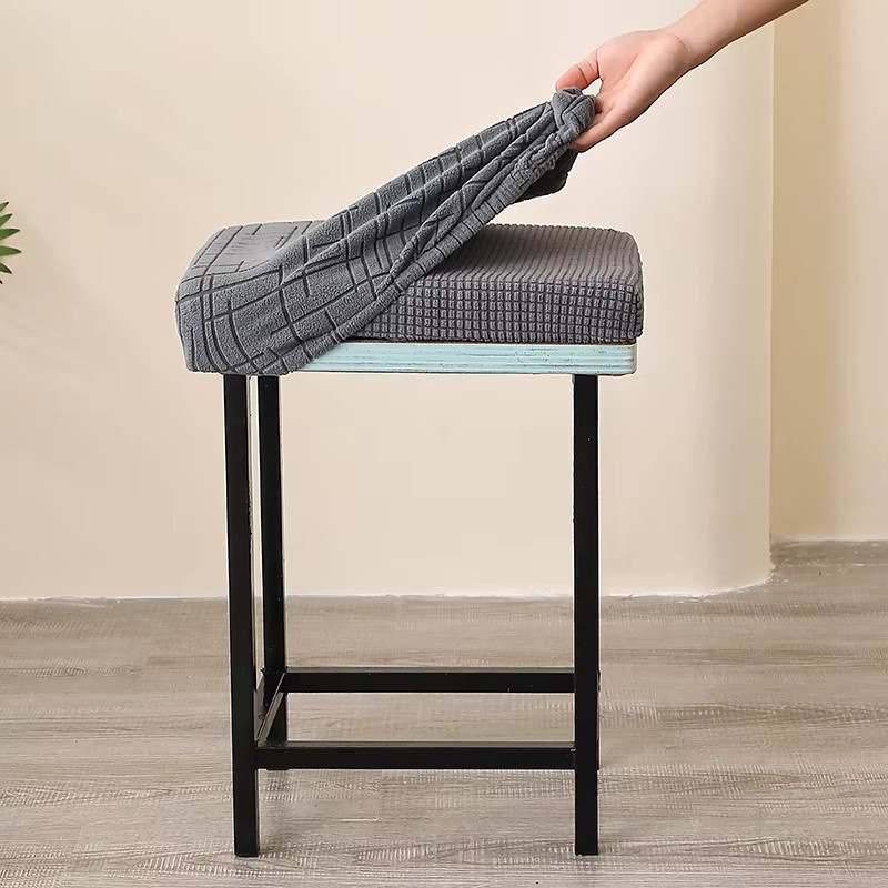 WANERQU Barhocker Abdeckungen aus Jacquard Stretch, einfarbig grau, Sitzbezug für Küchenstühle und Barhocker - Bild 3