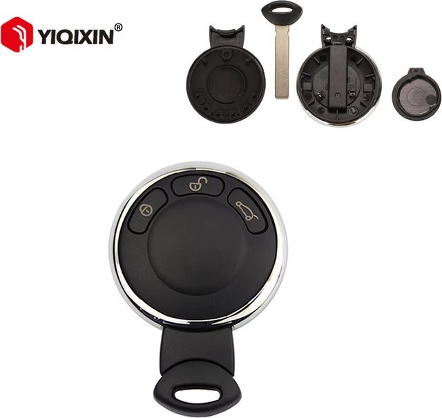 YIQIXIN Fernbedienung Autoschlüssel Shell Fob Case für BMW Mini Cooper R56 R57 R58 R60 R61 Clubman Countryman, 3 Tasten, Schwarz, ungeschnittene Klinge, ohne Logo - Bild 1