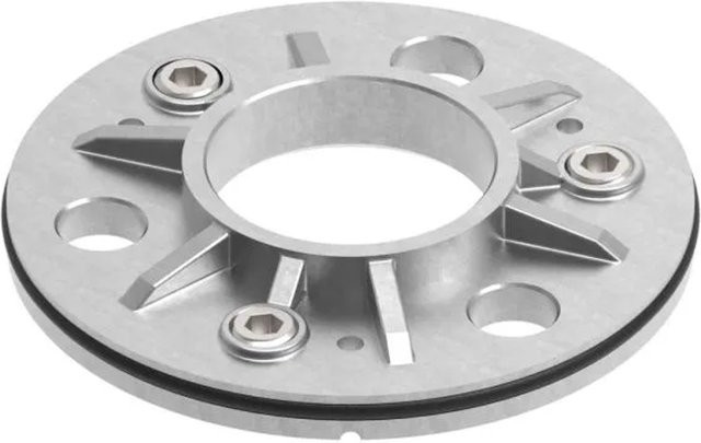FeNau Ankerplatte aus Edelstahl V4A in Silber für Rohr Ø 42,4 mm mit Gummiring, Durchmesser: 10,35 cm, Stärke: 8 mm - Bild 1