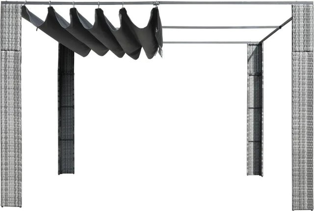 vidaXL Pavillon mit Dach aus Poly Rattan in Grau und Anthrazit, B/T/H: 300 x 300 x 200 cm - Bild 1