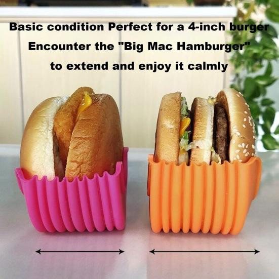 Youxiwang 4-teiliges Silikongestell für Burger und Sandwiches, wiederverwendbarer und spülmaschinenfester Burger-Halter aus lebensmittelechtem Silikon - Bild 4