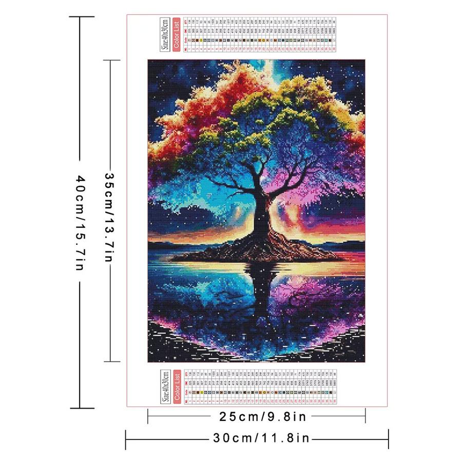 AZQSD Diamantmalerei Set mit Baum-Landschaft als abstrakte Kreuzstich-Stickerei in Multicolour für Erwachsene - Bild 2