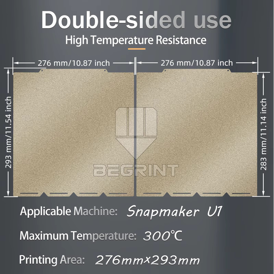 Snapmaker U1 Upgrade Bauplatte mit glatter PEI-Stahlplatte in Schwarz für FDM-Drucker - Bild 3