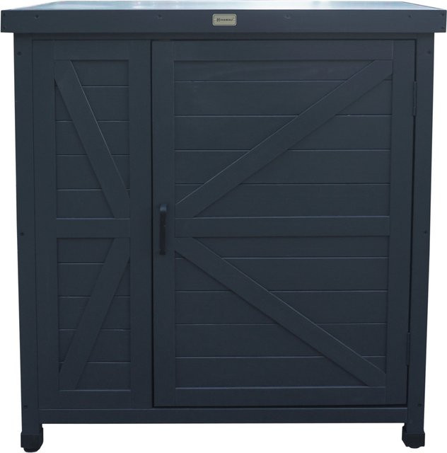 HABAU Gartenschrank Logan aus Metall in Anthrazit Grau mit Regalböden - Bild 1