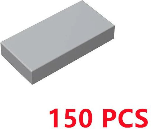 Gobricks Bausteine 3069 Fliese 1x2 licht grau 150-teiliges Set - Bild 1