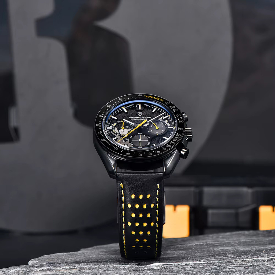 Pagani Design Chronograph, Quarz, Leder, Schwarz, Herren - Bild 1