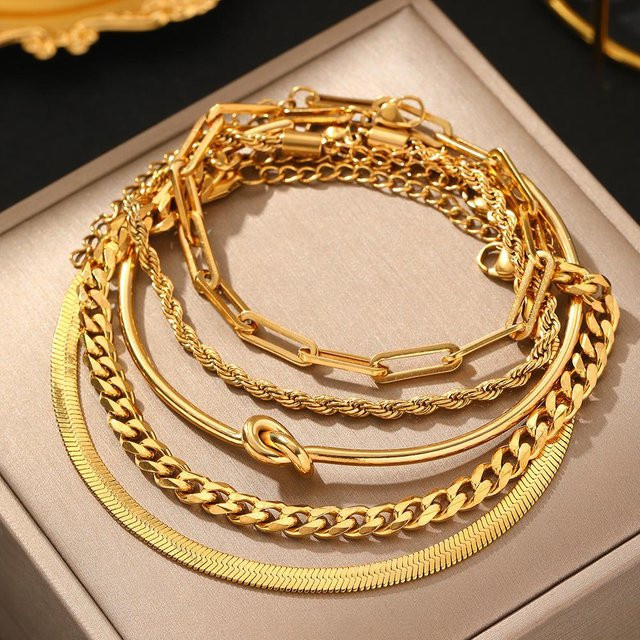 Lucky Star Jewelry Armband Set Edelstahl, Gold, Zirkonia, Damen - Bild 1