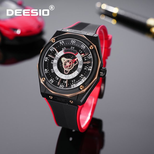 Deesio Armbanduhr, Chronograph, Automatik, Edelstahl, Saphirglas, Herren, Schwarz - Bild 1