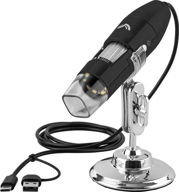 CRIVIT USB-Digitalmikroskop in Schwarz mit USB-C und USB-A Anschluss - Bild 1