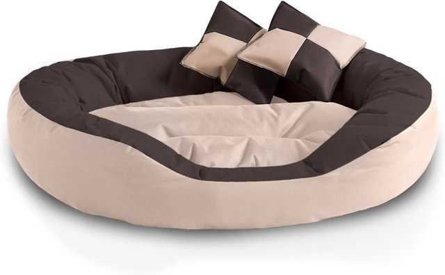 BedDog 4in1 Hundebett SABA großes Hundekörbchen in Beige, abwischbares Hundekissen in ovaler Form - Bild 1