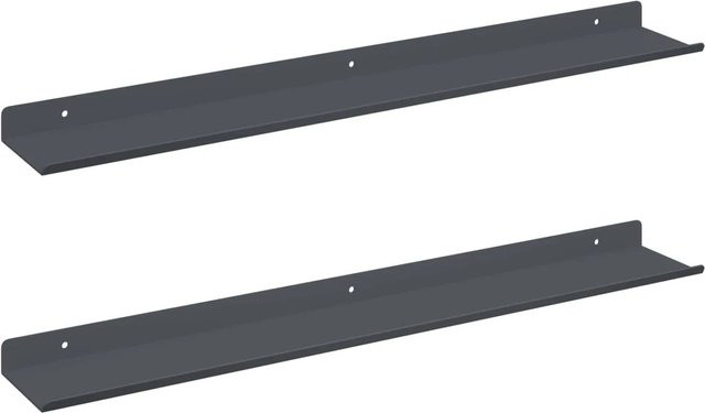 vidaXL Schwebendes Regal Set aus Metall in Anthrazit, 2 Stück, B/T/H: 60 x 9 x 2,5 cm - Bild 1