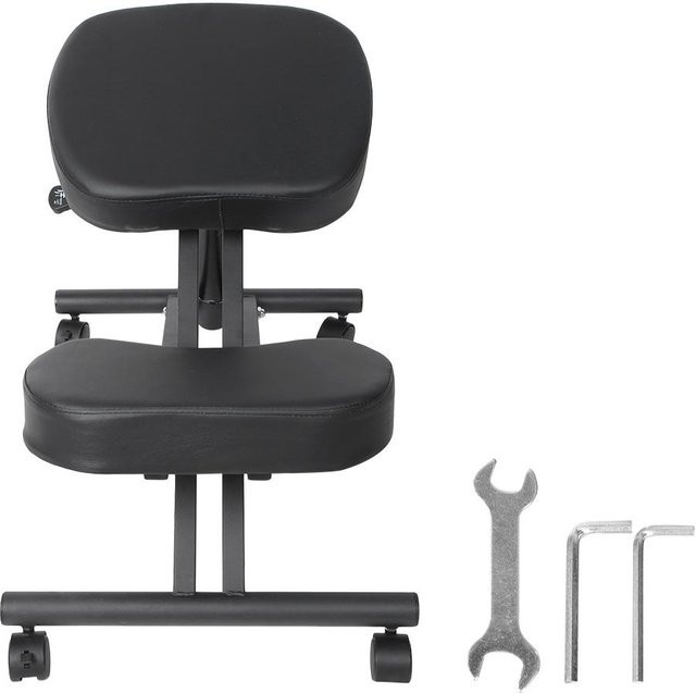 Aimo Orthopädischer Kniehocker in Schwarz mit Kunstleder und Rollen für das Homeoffice - Bild 1