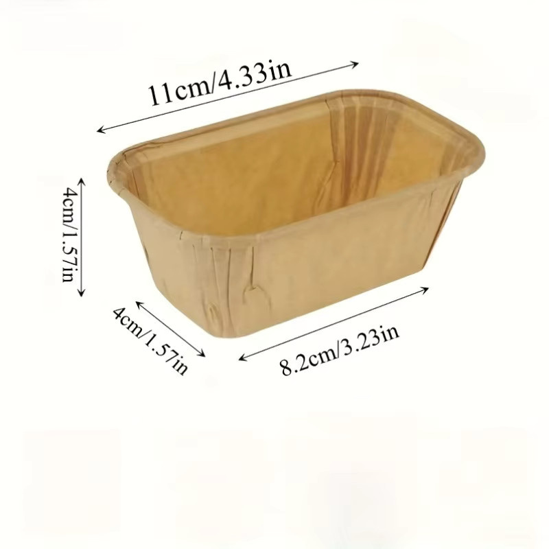 100 Stück YOCITY Backförmchen aus ölfestem Karton in Beige, rechteckige Kuchen- und Brotboxen mit Rillenrand für Muffins und Brot, B/T/H: 11,0 x 4,0 x 4,0 cm - Bild 4