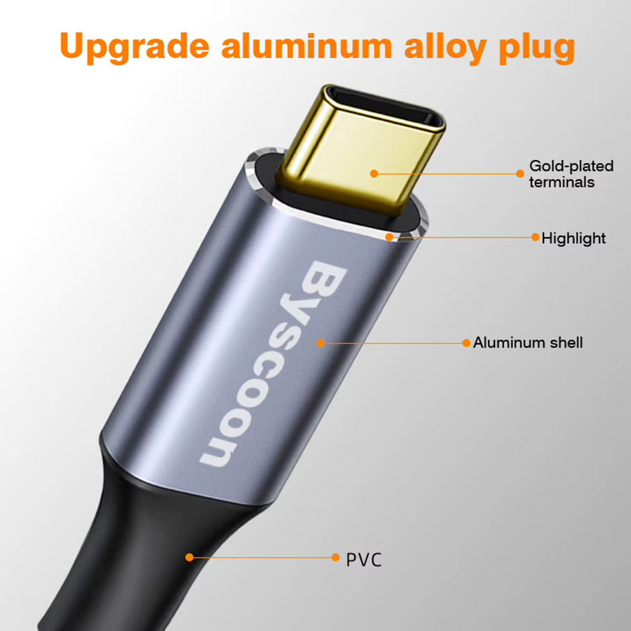 Byscoon USB C Verlängerungskabel Typ C auf Typ C, 10 Gbit/s USB 3.1 Gen2, PD 100W QC 4.0 Schnellladekabel, 4K 60Hz, Schwarz - Bild 3