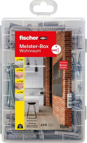 Fischer Dübel-Sortimentsbox mit Schrauben aus Kunststoff, grau und transparent - Bild 1
