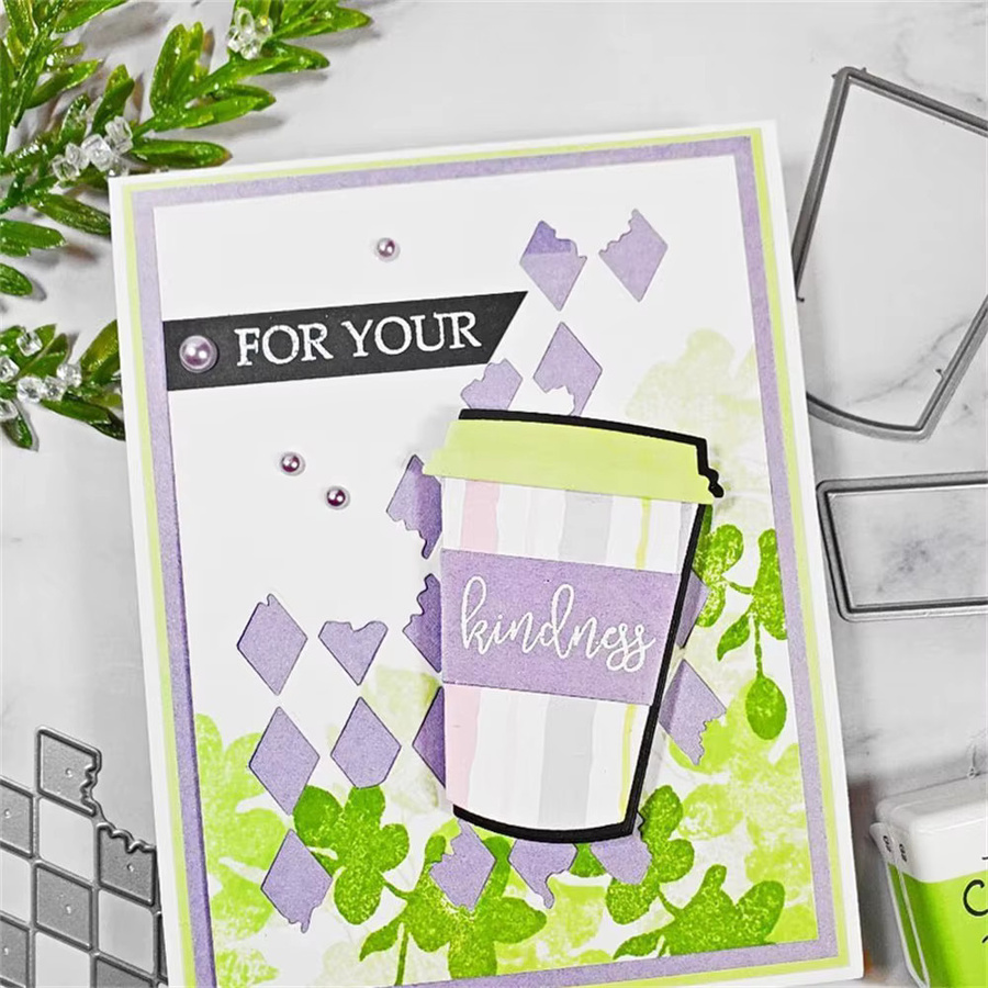 Transparente Stempelformen mit Kaffeebohnen und Kaffeetassen Motiv für DIY Scrapbooking und Kartenherstellung, Multicolor - Bild 1