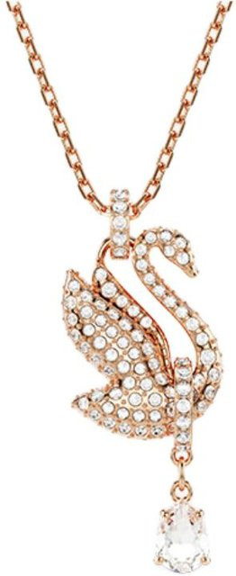 Swarovski Halskette mit Schwan Kristall Anhänger, Roségold, Damen - Bild 1