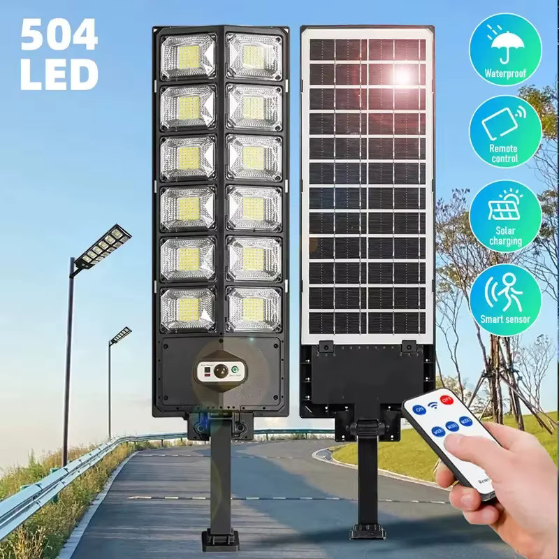 ESMARTER Solar-LED-Außenleuchte Schwarz mit 720 LEDs, 7700 Lumen und Fernbedienung für Garten und Außenbereich - Bild 2