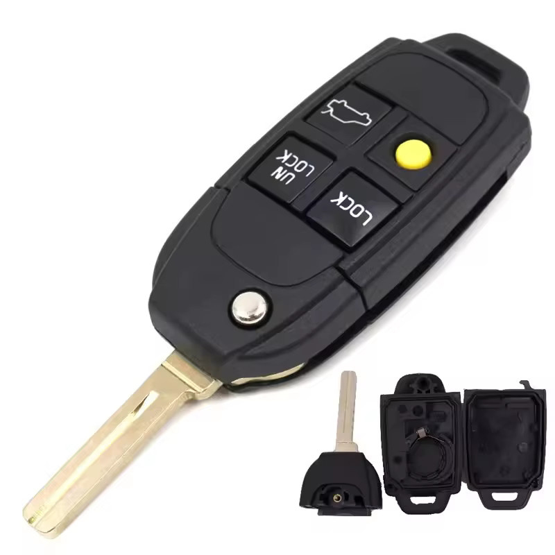 KEYECU 4 Tasten Flip Remote Key Shell Fob für Volvo XC70 XC90 V40 V50 V70 V90 C30 C70 S40 S60 S70 S80, Schwarz - Bild 4