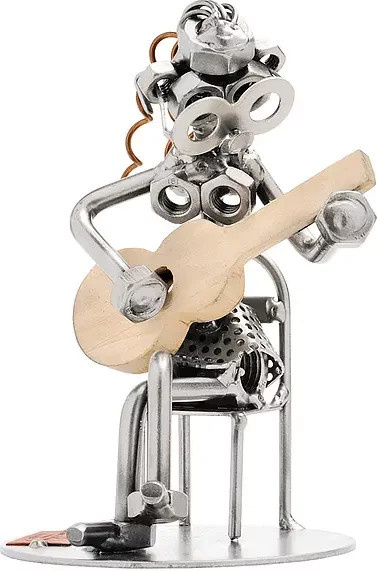 Hinz und Kunst Schraubenmännchen Frau mit Holzgitarre in Silber - Bild 1