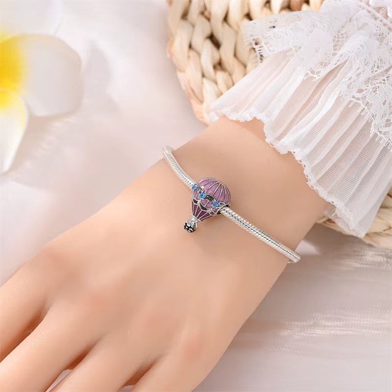 Charm Heißluftballon, 925 Silber, Perle, Damen - Bild 2