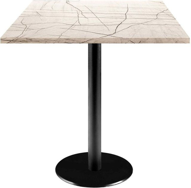 RestooTab Tisch Rome quadratisch mit Stein-Dekor in Wollweiß, Grau und Schwarz, B/T/H: 70 x 70 x 75 cm - Bild 1