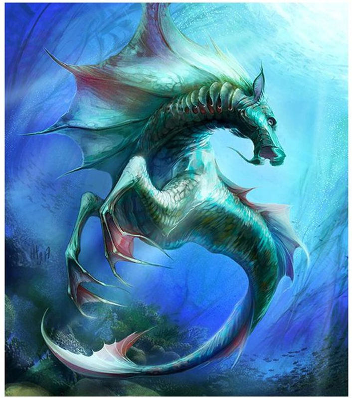 FIYO Diamond Painting Set Hippocampus DIY Mosaik Dekoration Blau B: 30 cm x H: 20 cm - Bild 1