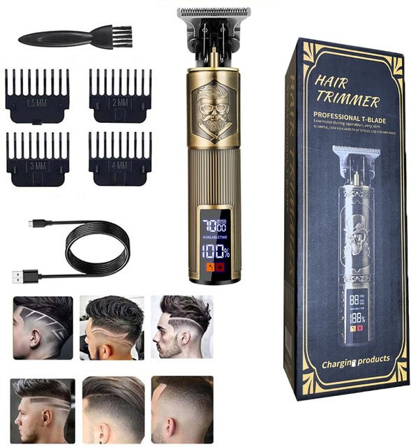 T9 Vintage USB Haarschneider professioneller Trimmer, wiederaufladbarer Rasierer in Gold - Bild 1