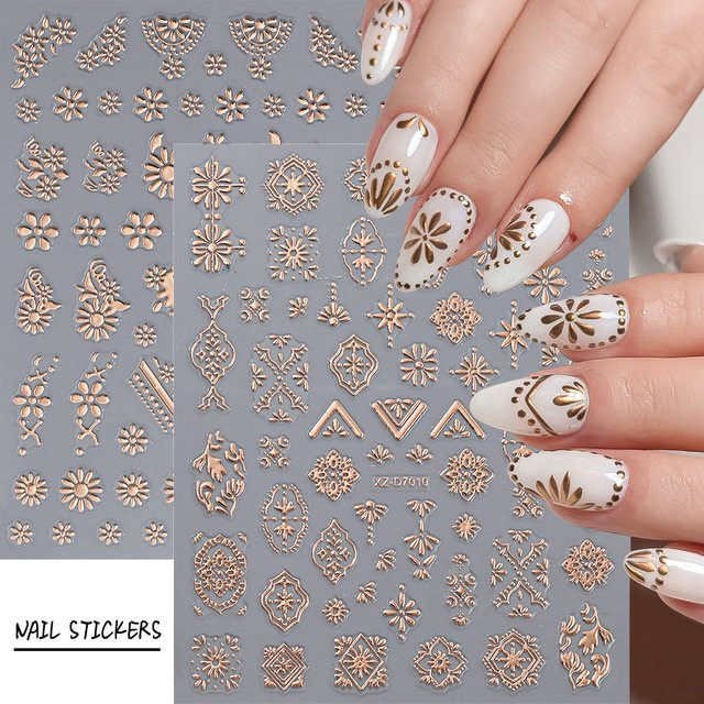 MAFANAILS Nagelaufkleber, Rose Gold, Floral, Metallic - Bild 1