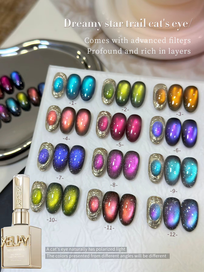 XEIJAYI Cat Eye Nagellack Set, 12 Farben, 15 ml, Metallic, Damen - Bild 3