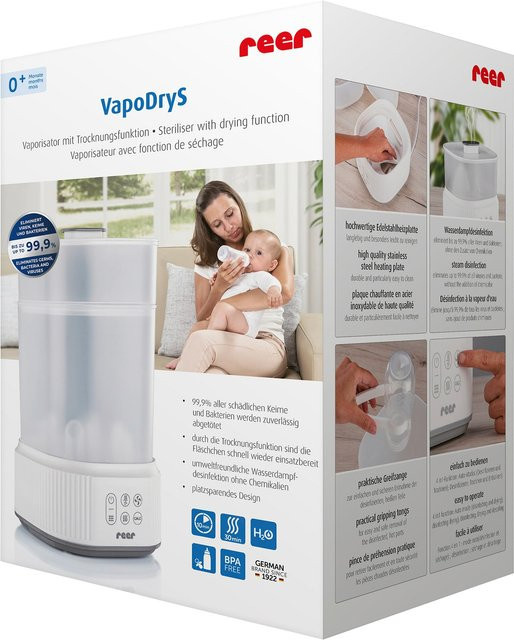 Reer VapoDryS Vaporisator elektrischer Dampfverdampfer in Weiß mit Edelstahl-Elementen und Abschaltautomatik - Bild 1