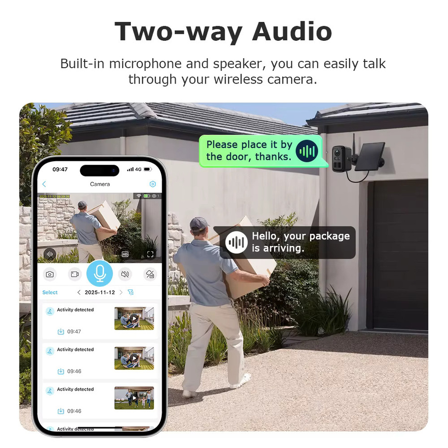 INQMEGA 5MP WLAN-Solarkamera-Set für den Außenbereich in Schwarz mit Sirenenalarm, humanoider Erkennung und Zwei-Wege-Audio - Bild 4