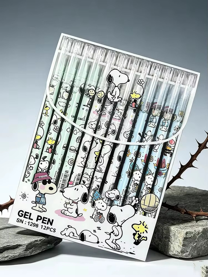 Bandai Snoopy Set mit 12 löschbaren blauen Gelstiften für Schule und Büro - Bild 5